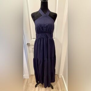 NWT White Closet elements Elegant Halter Neck Navy Maxi Dress - S or L